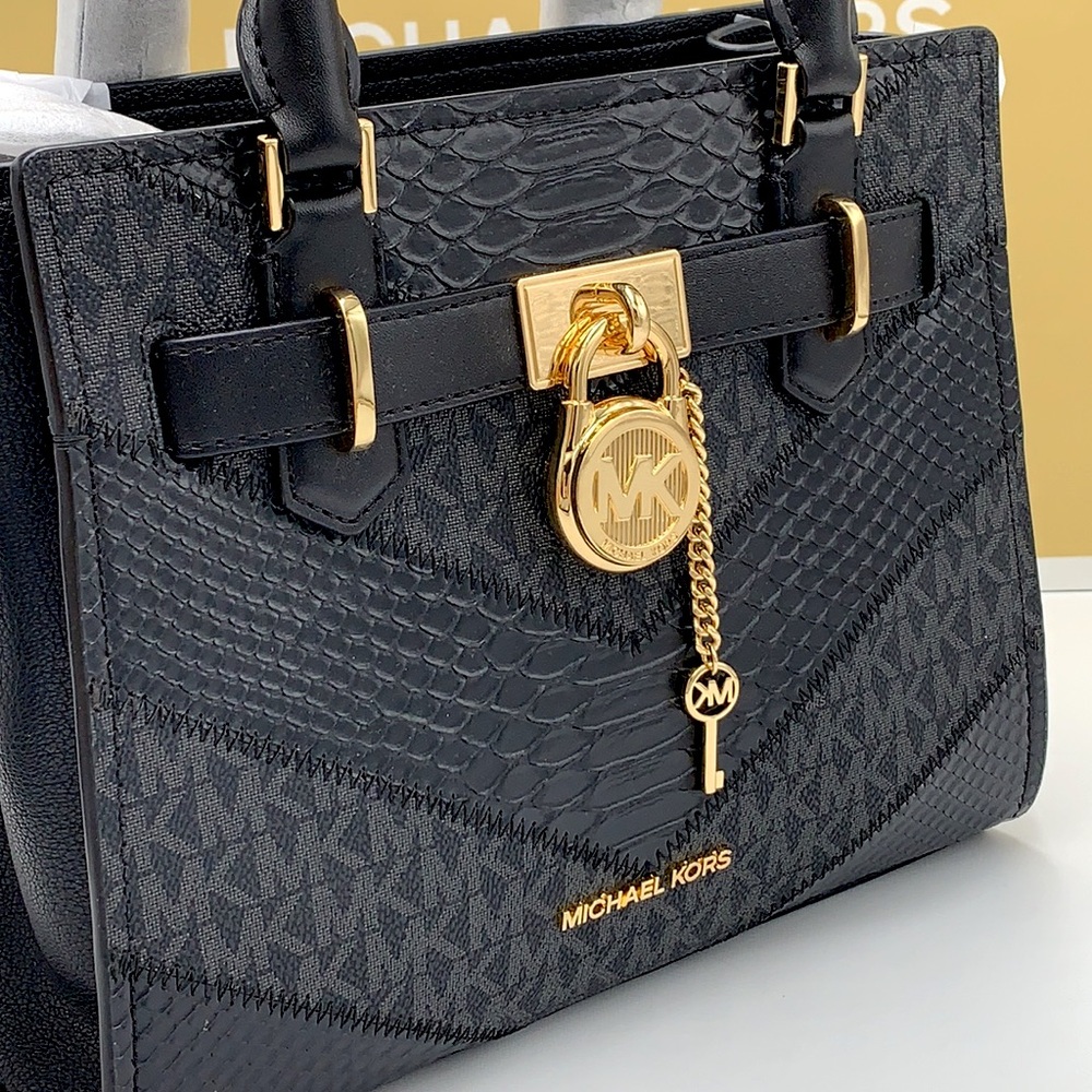 Michael Kors Hamilton Small Satchel Shoulder Crossbody Bag Black Multi N… - Picture 3 of 15
